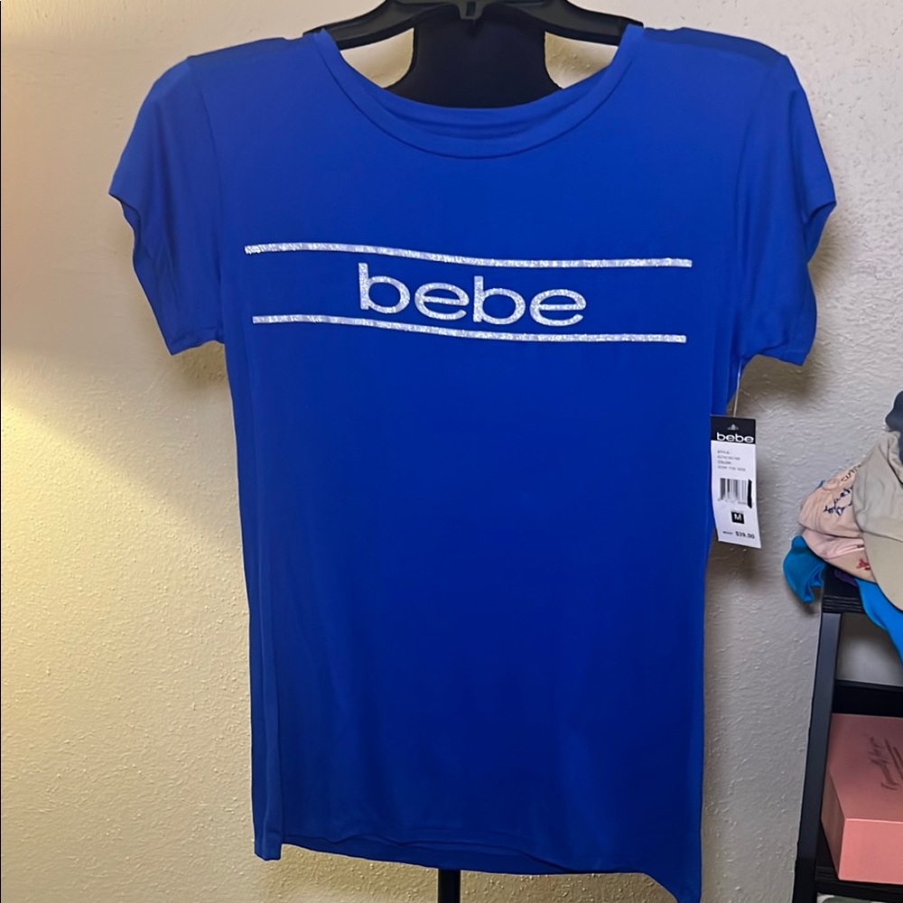 Bebe Royal Blue Fitted Short Sleeve T-Shirt